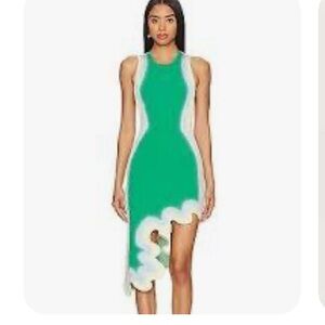 PH5 Asymmetrical Dress in Green and White